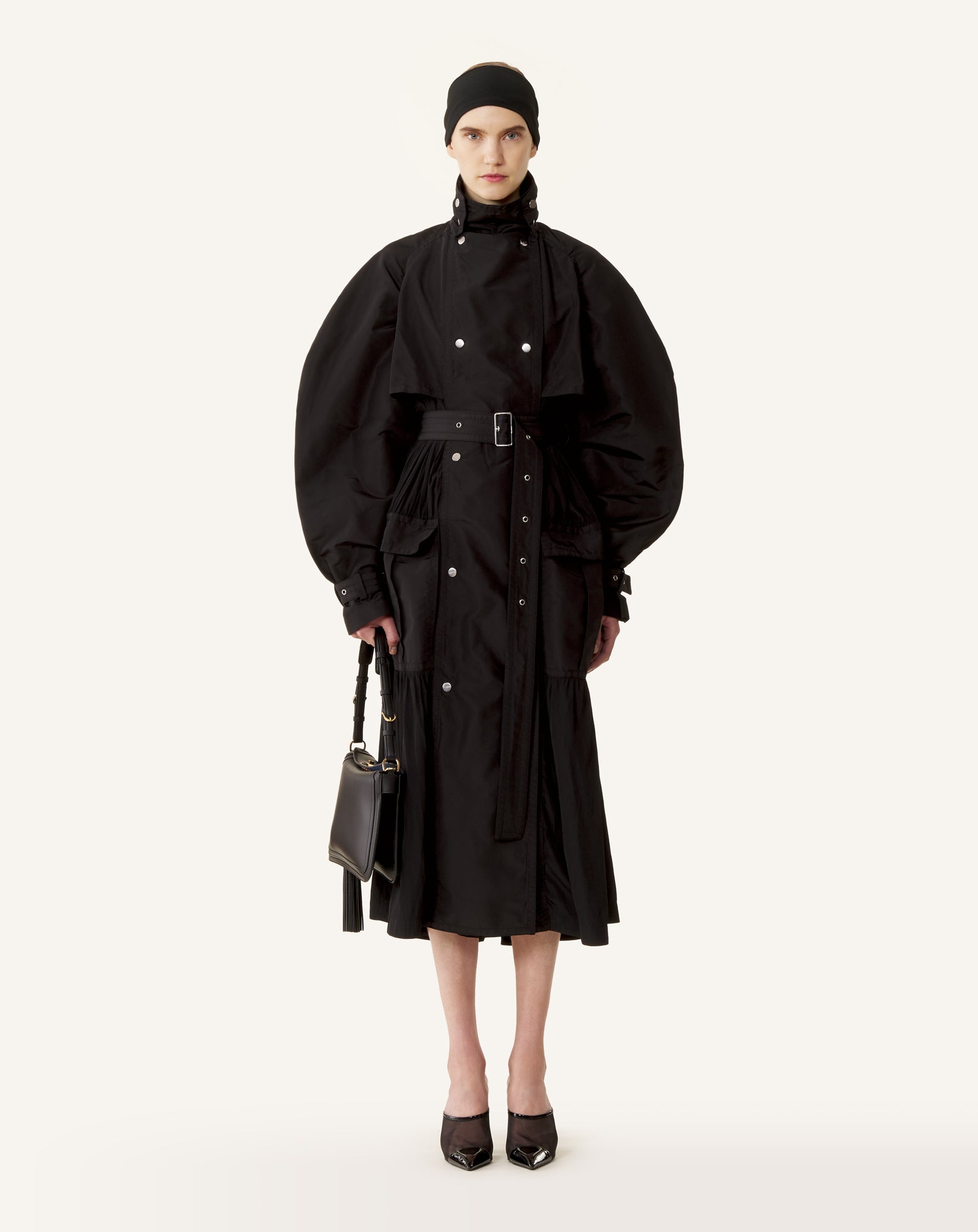Trench Bi-matière En Faille De Soie Et Charmeuse Black | Lanvin Women