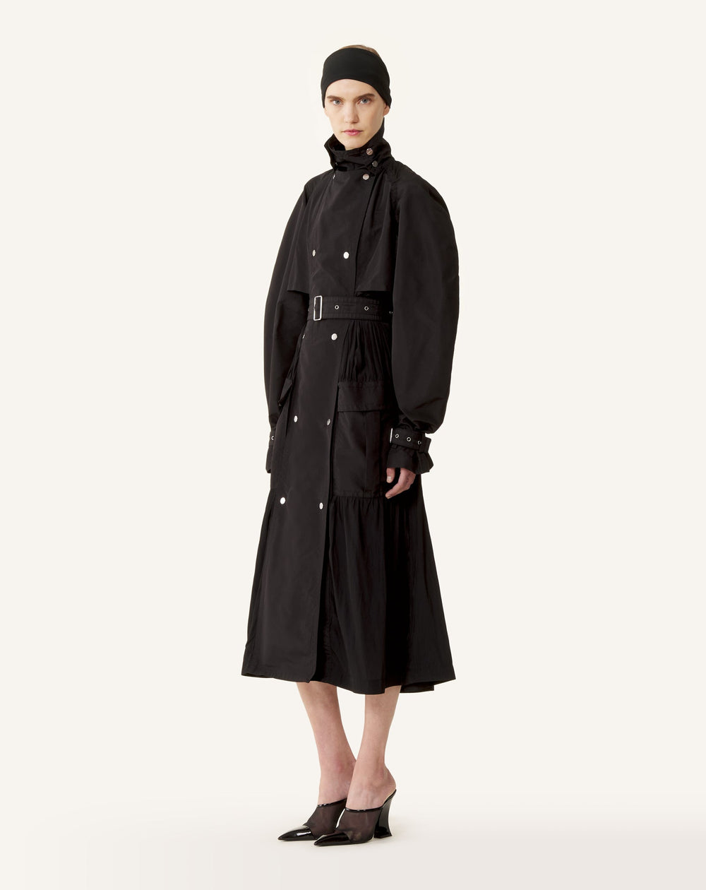 Trench Bi-matière En Faille De Soie Et Charmeuse Black | Lanvin Women