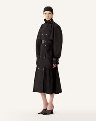 Trench Bi-matière En Faille De Soie Et Charmeuse Black | Lanvin Women