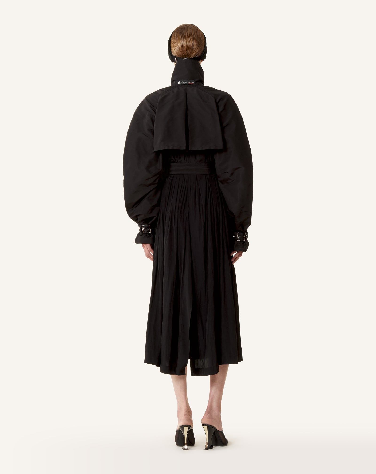 Trench Bi-matière En Faille De Soie Et Charmeuse Black | Lanvin Women