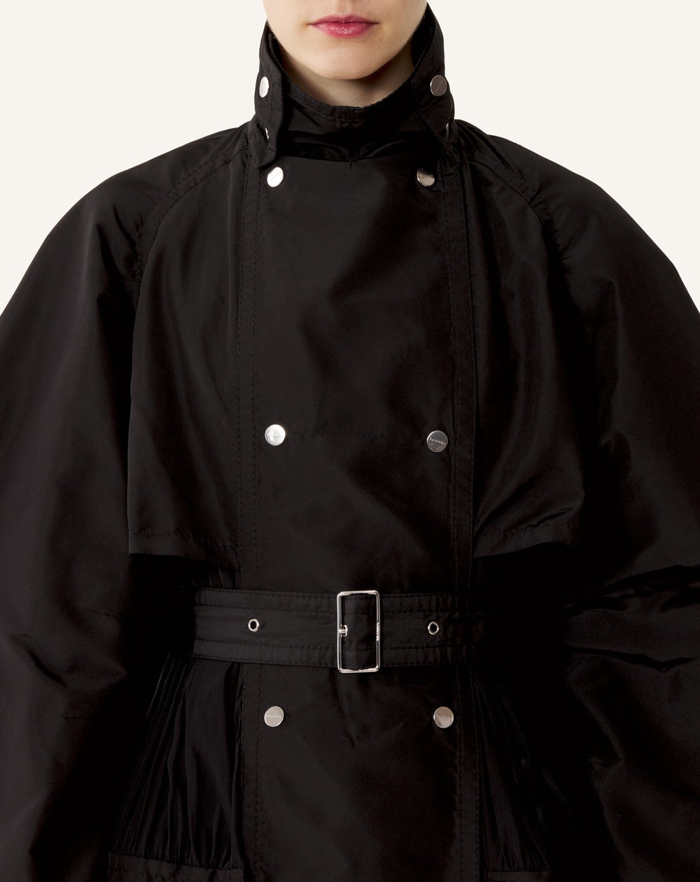 Trench Bi-matière En Faille De Soie Et Charmeuse Black | Lanvin Women