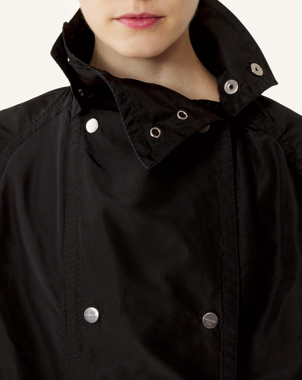 Trench Bi-matière En Faille De Soie Et Charmeuse Black | Lanvin Women