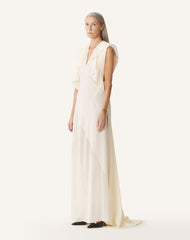 Robe Longue En Georgette De Soie White | Lanvin Women