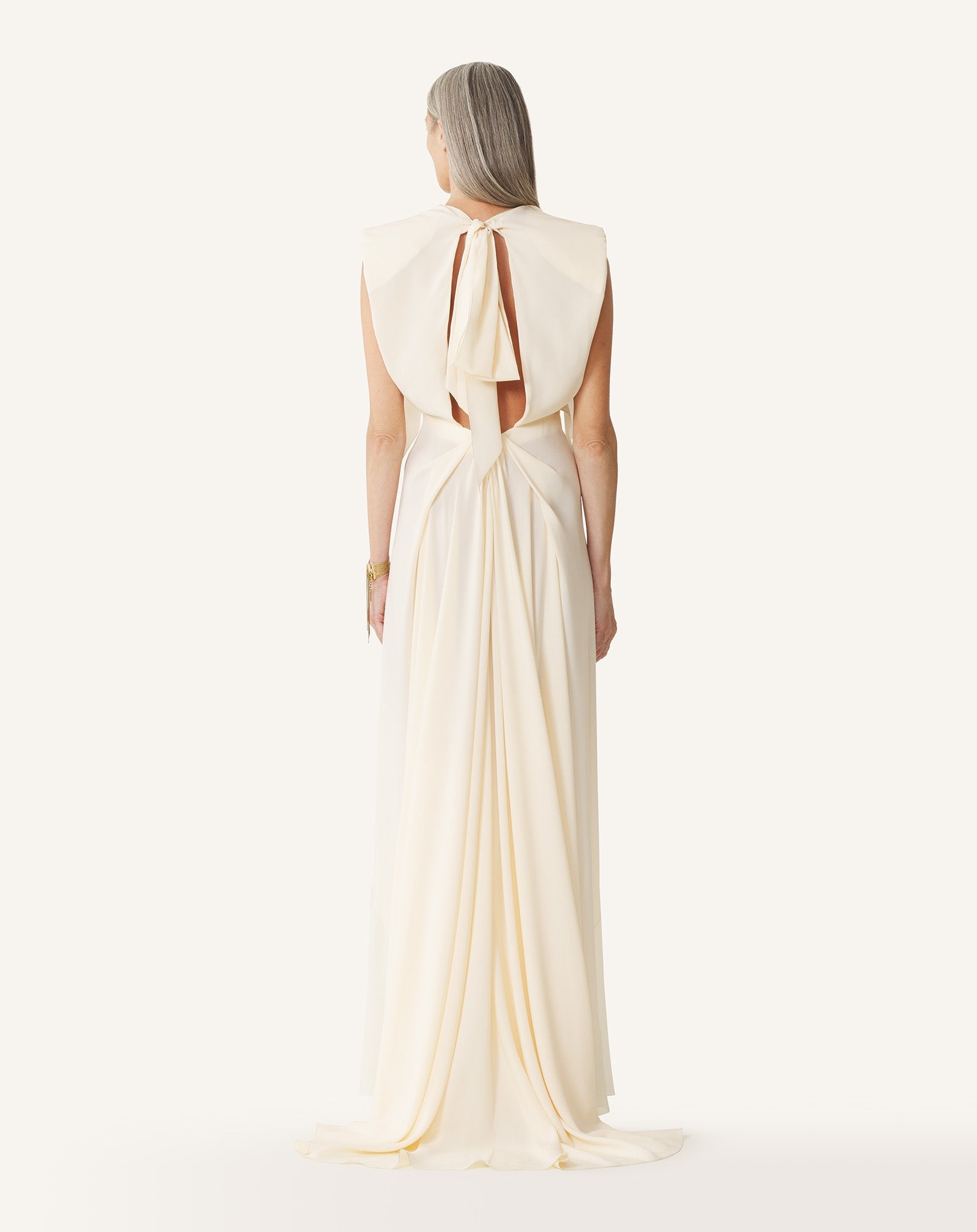 Robe Longue En Georgette De Soie White | Lanvin Women