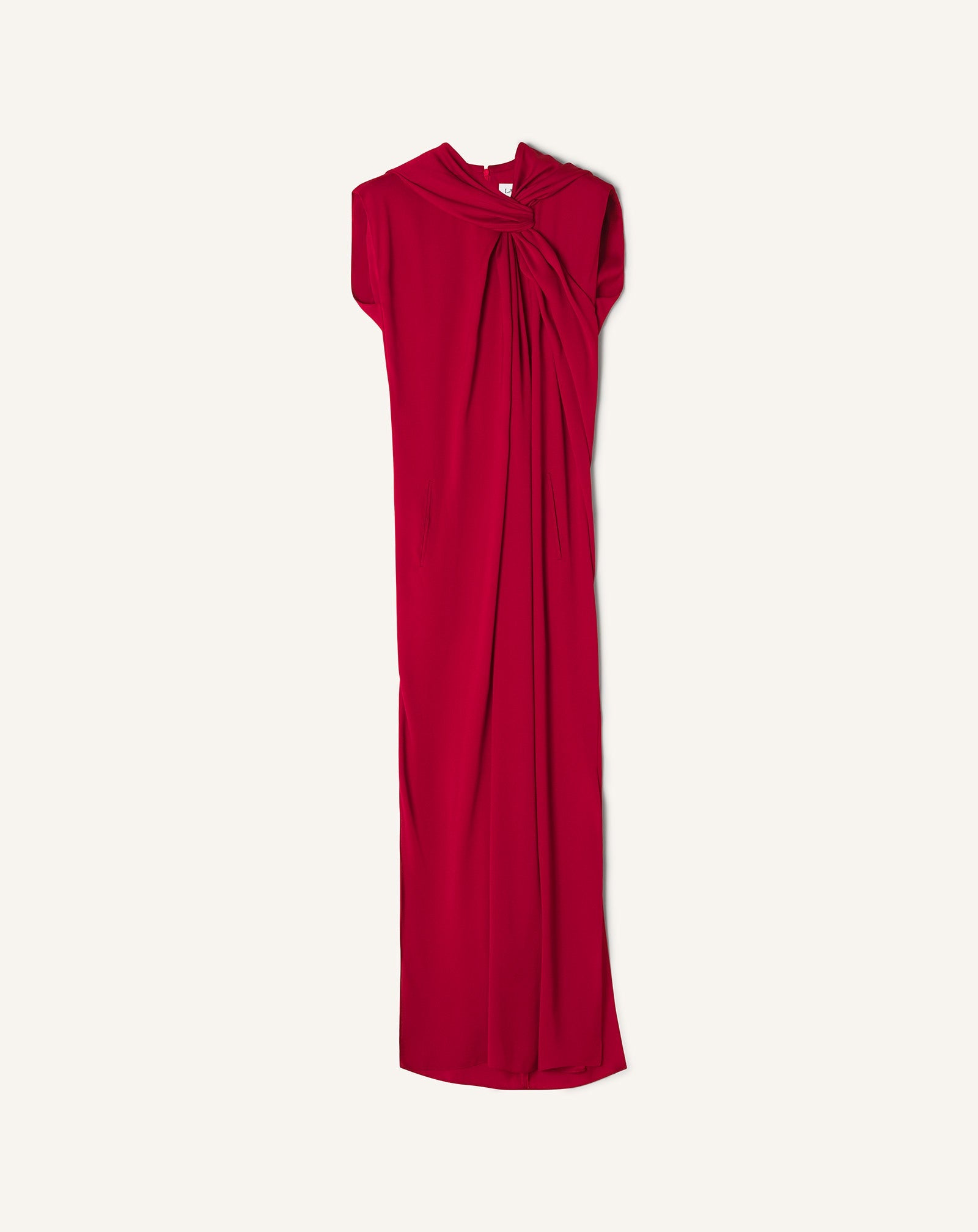 Red Long Knotted Dress In Satin | Lanvin Women