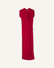 Red Long Knotted Dress In Satin | Lanvin Women