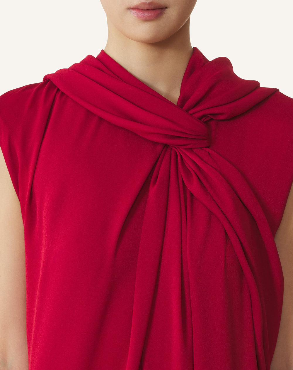Red Long Knotted Dress In Satin | Lanvin Women