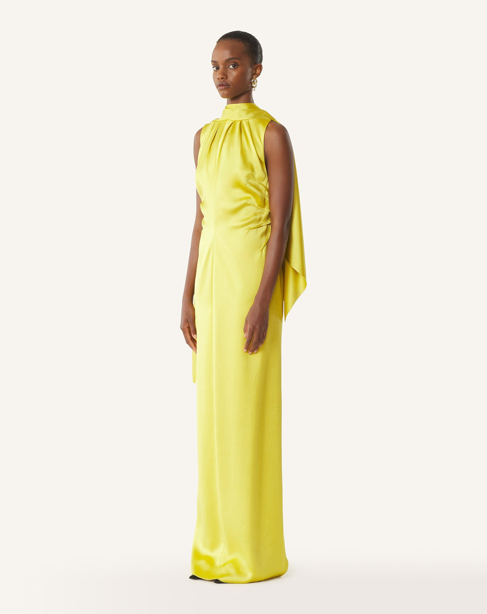 Robe Longue En Satin Yellow | Lanvin Women
