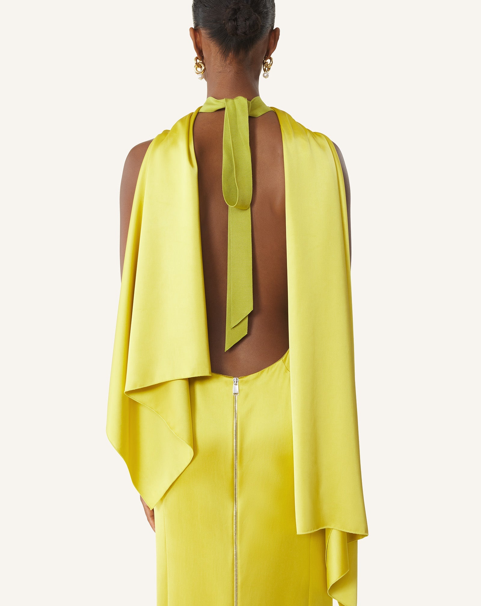Robe Longue En Satin Yellow | Lanvin Women