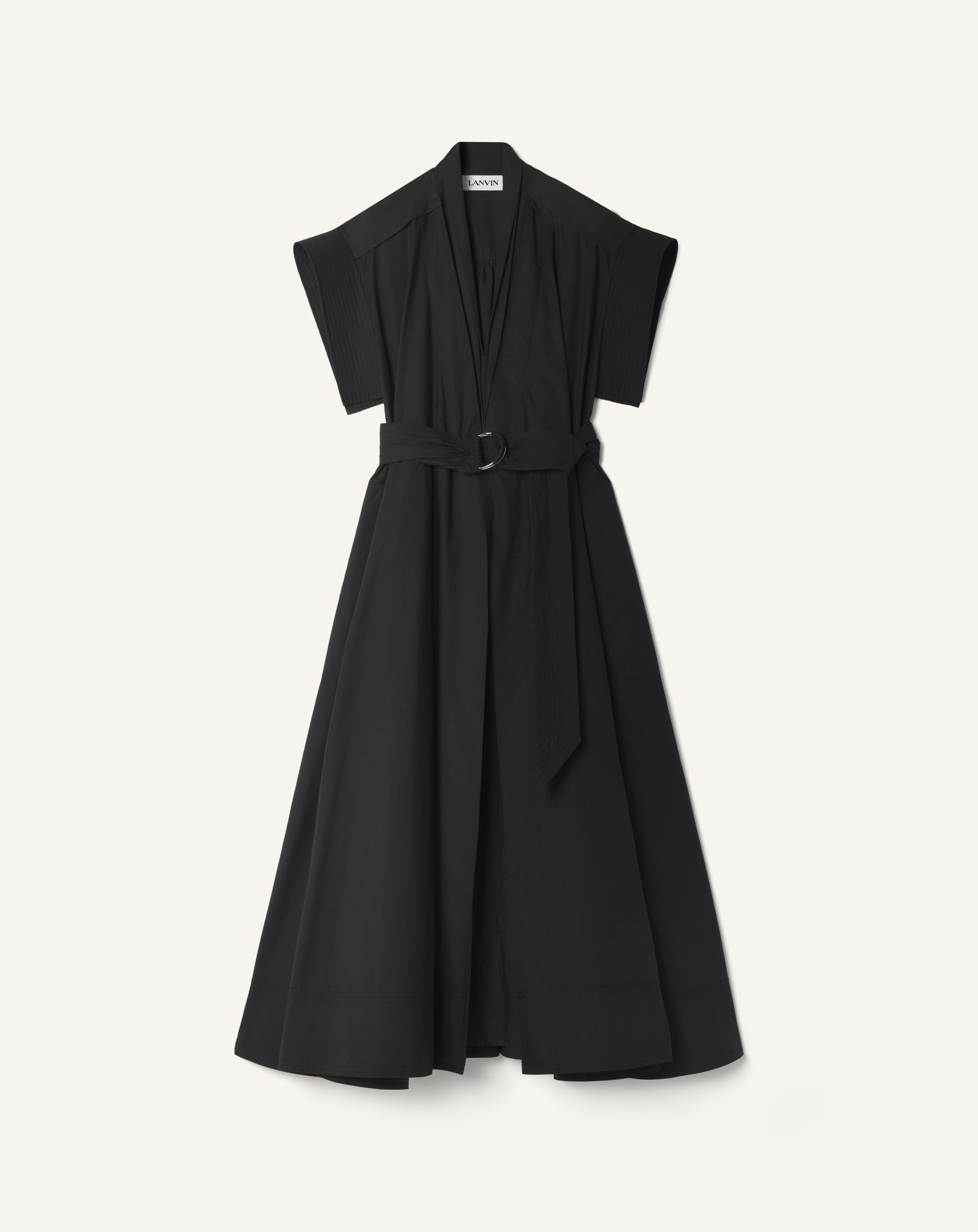 Robe Évasée En Popeline De Coton Black | Lanvin Women