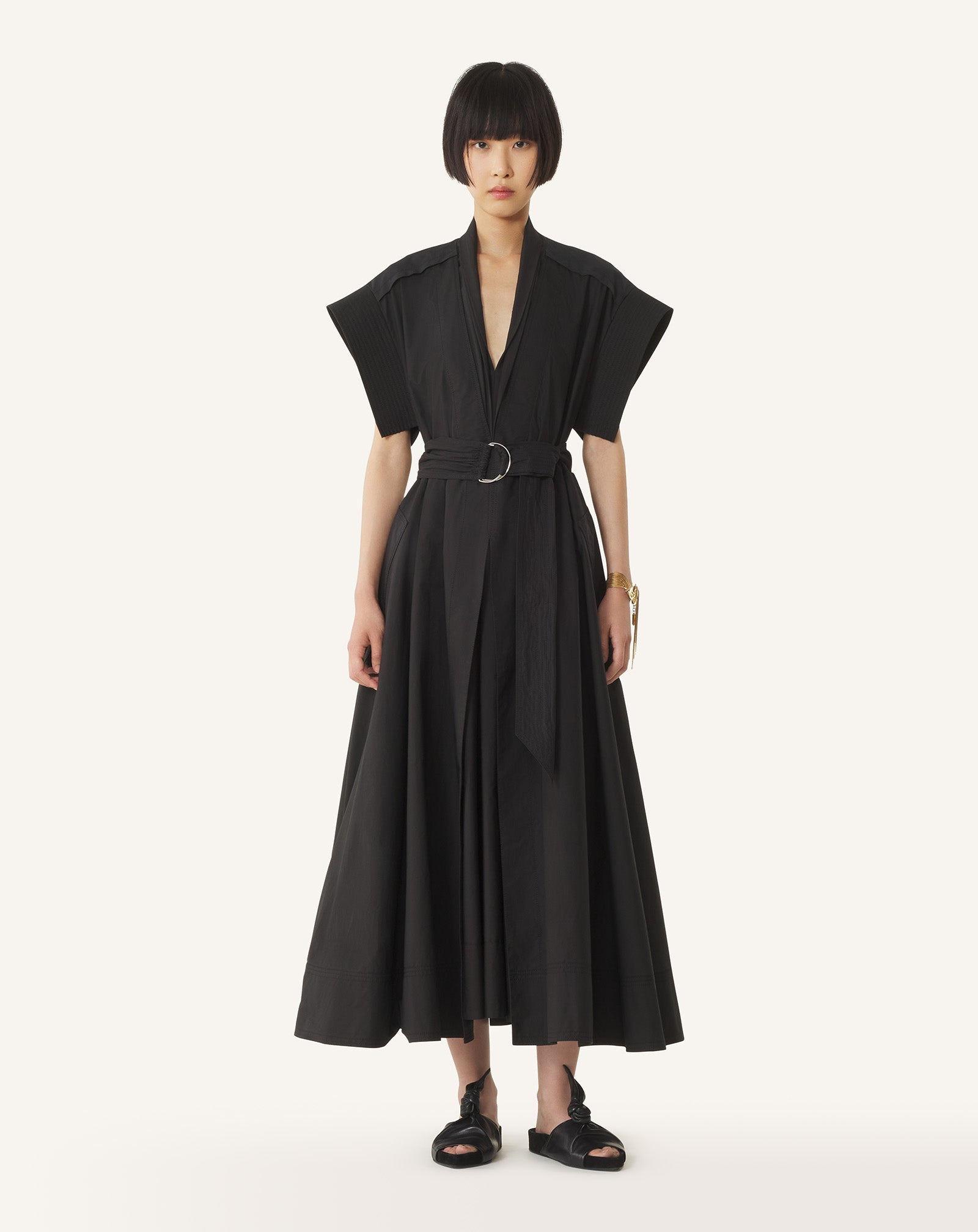 Robe Évasée En Popeline De Coton Black | Lanvin Women
