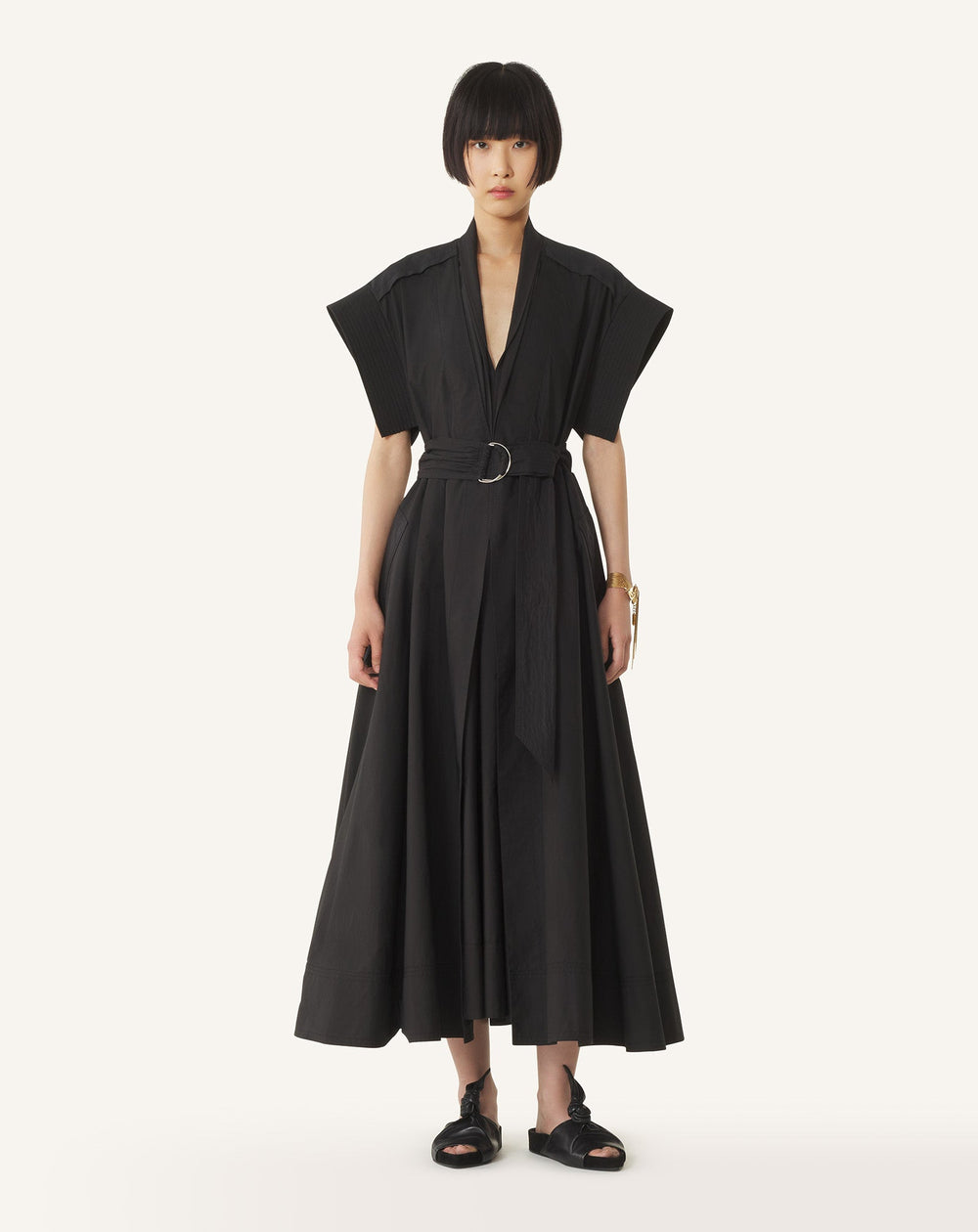 Robe Évasée En Popeline De Coton Black | Lanvin Women
