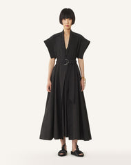 Robe Évasée En Popeline De Coton Black | Lanvin Women