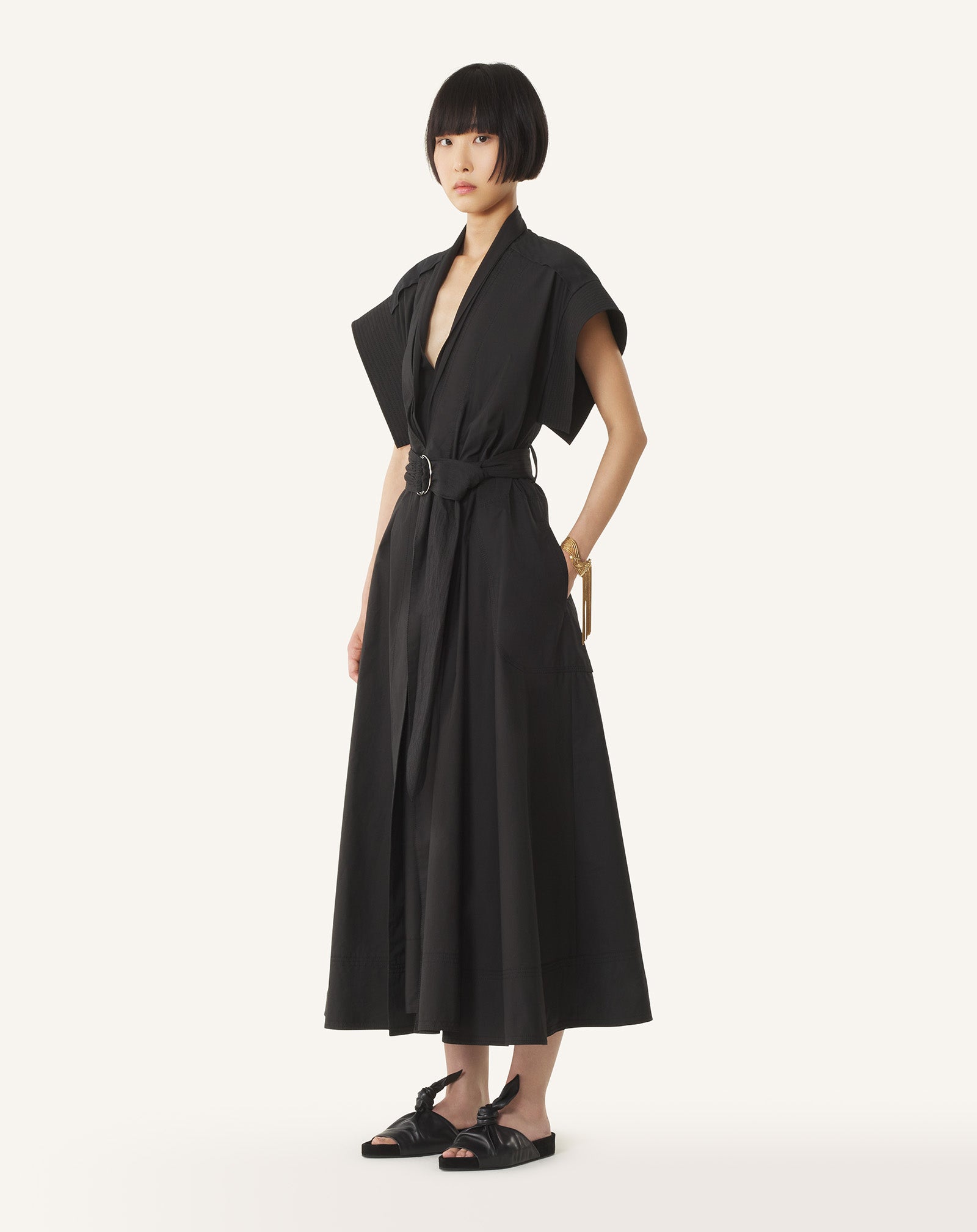 Robe Évasée En Popeline De Coton Black | Lanvin Women