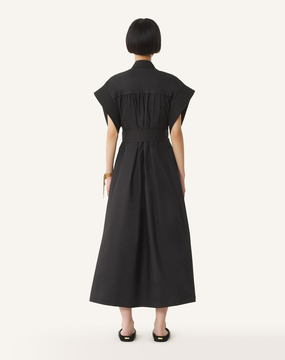 Robe Évasée En Popeline De Coton Black | Lanvin Women