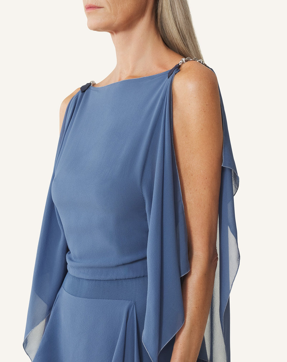 Robe Maxi En Georgette De Soie Blue | Lanvin Women