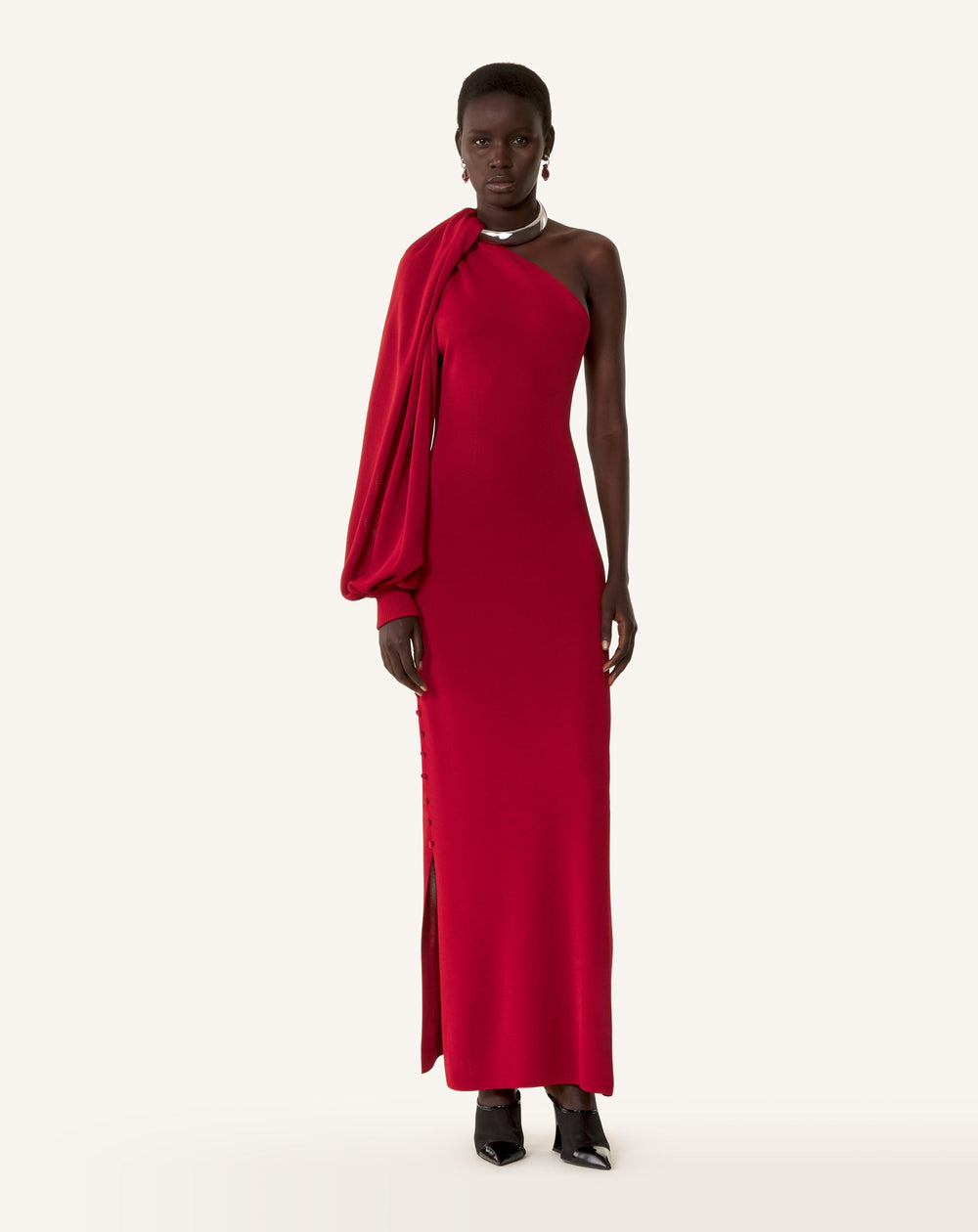 Robe Choker Asymétrique En Viscose Red | Lanvin Women