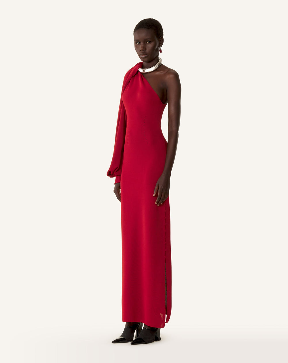 Robe Choker Asymétrique En Viscose Red | Lanvin Women