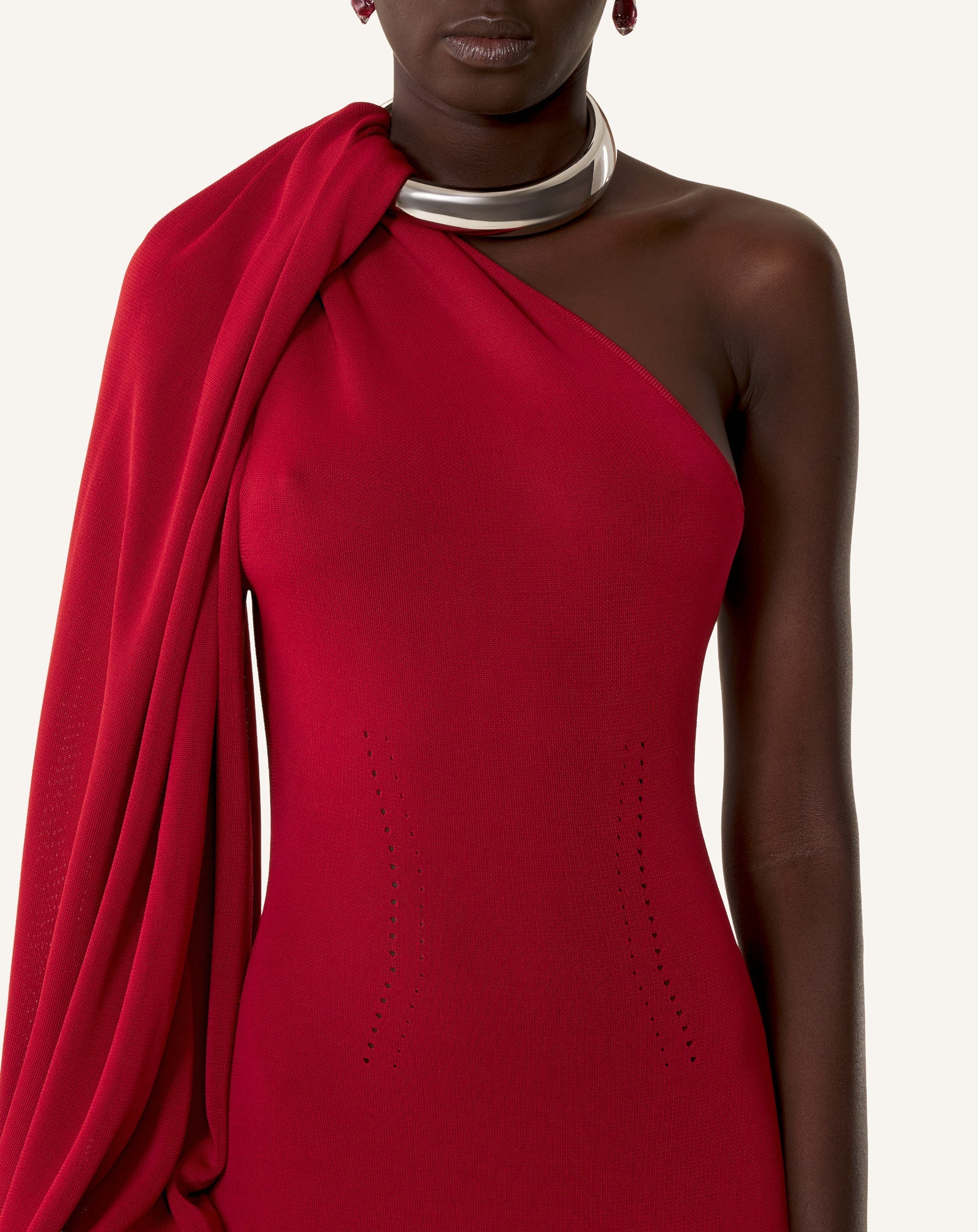 Robe Choker Asymétrique En Viscose Red | Lanvin Women