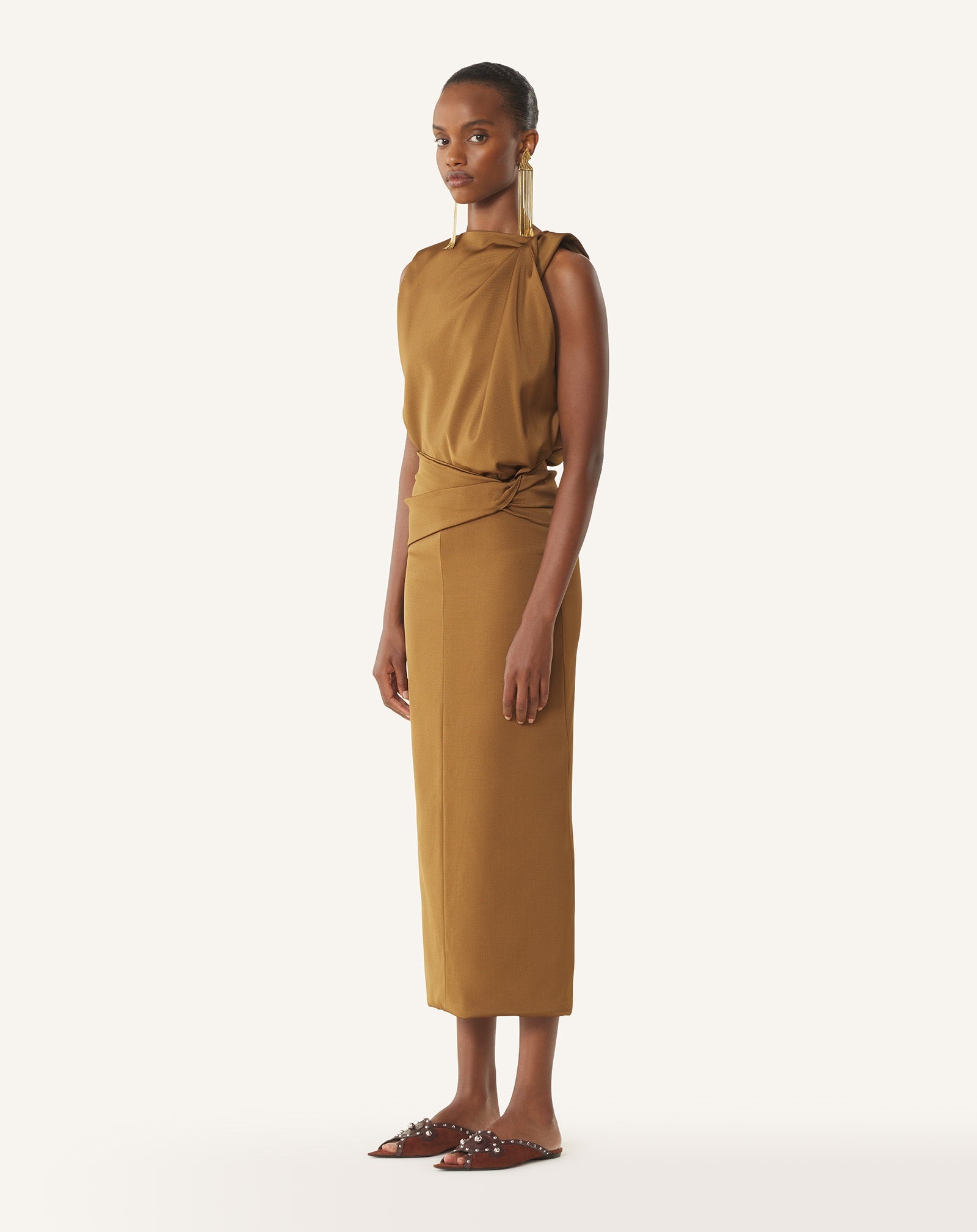 Robe Midi En Viscose Brown | Lanvin Women