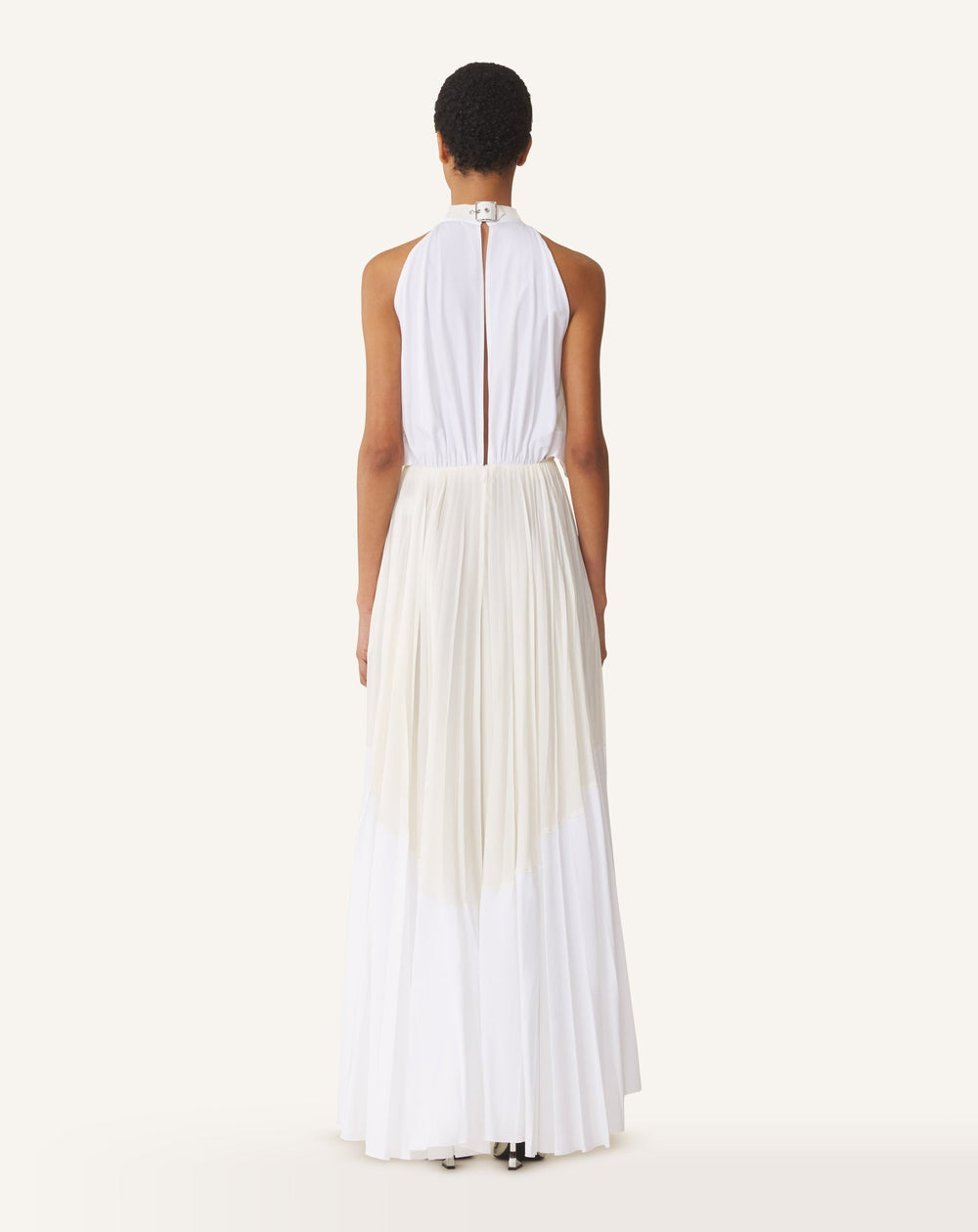 Robe Plissée En Charmeuse Et Coton White | Lanvin Women