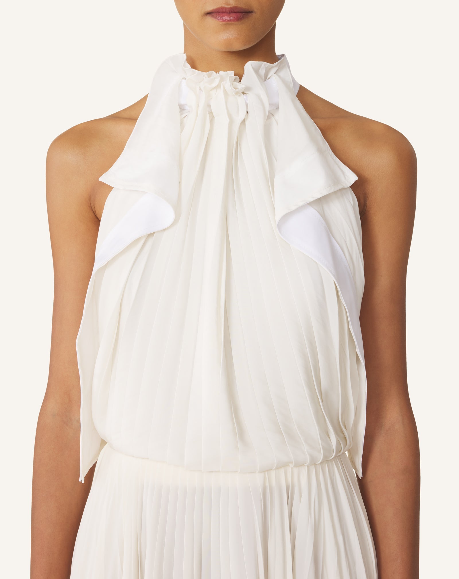 Robe Plissée En Charmeuse Et Coton White | Lanvin Women