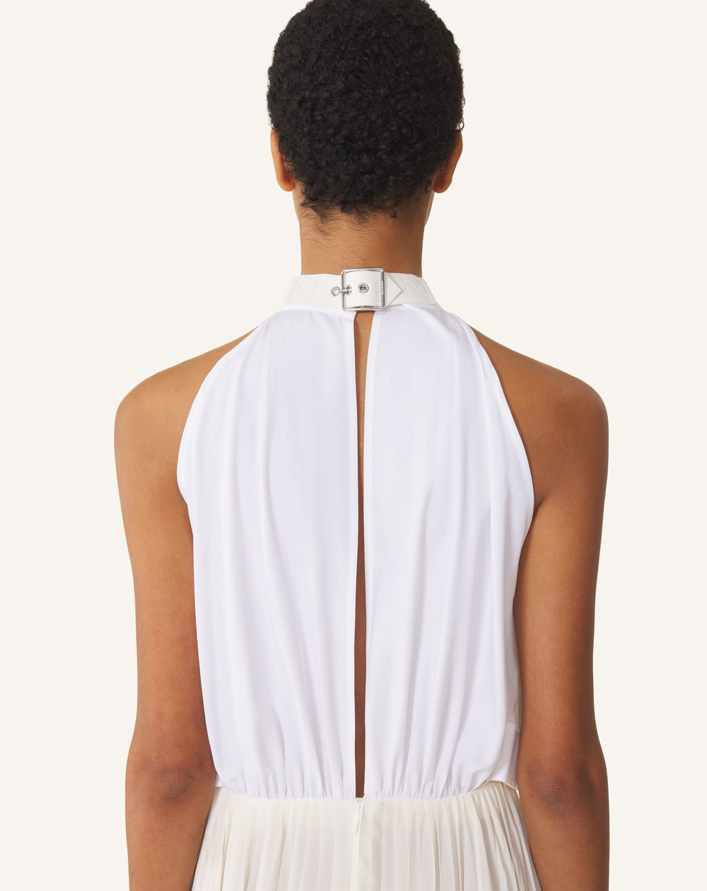 Robe Plissée En Charmeuse Et Coton White | Lanvin Women