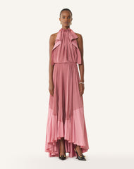 Robe Plissée En Charmeuse Et Coton Pink | Lanvin Women