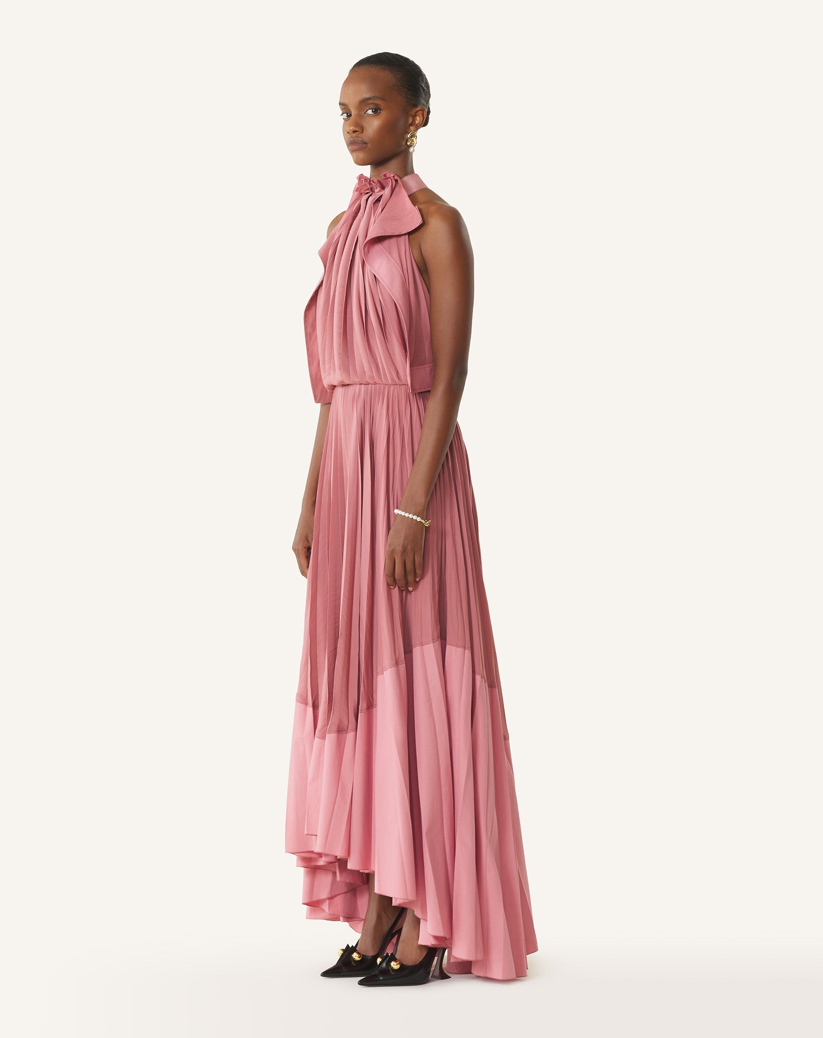 Robe Plissée En Charmeuse Et Coton Pink | Lanvin Women