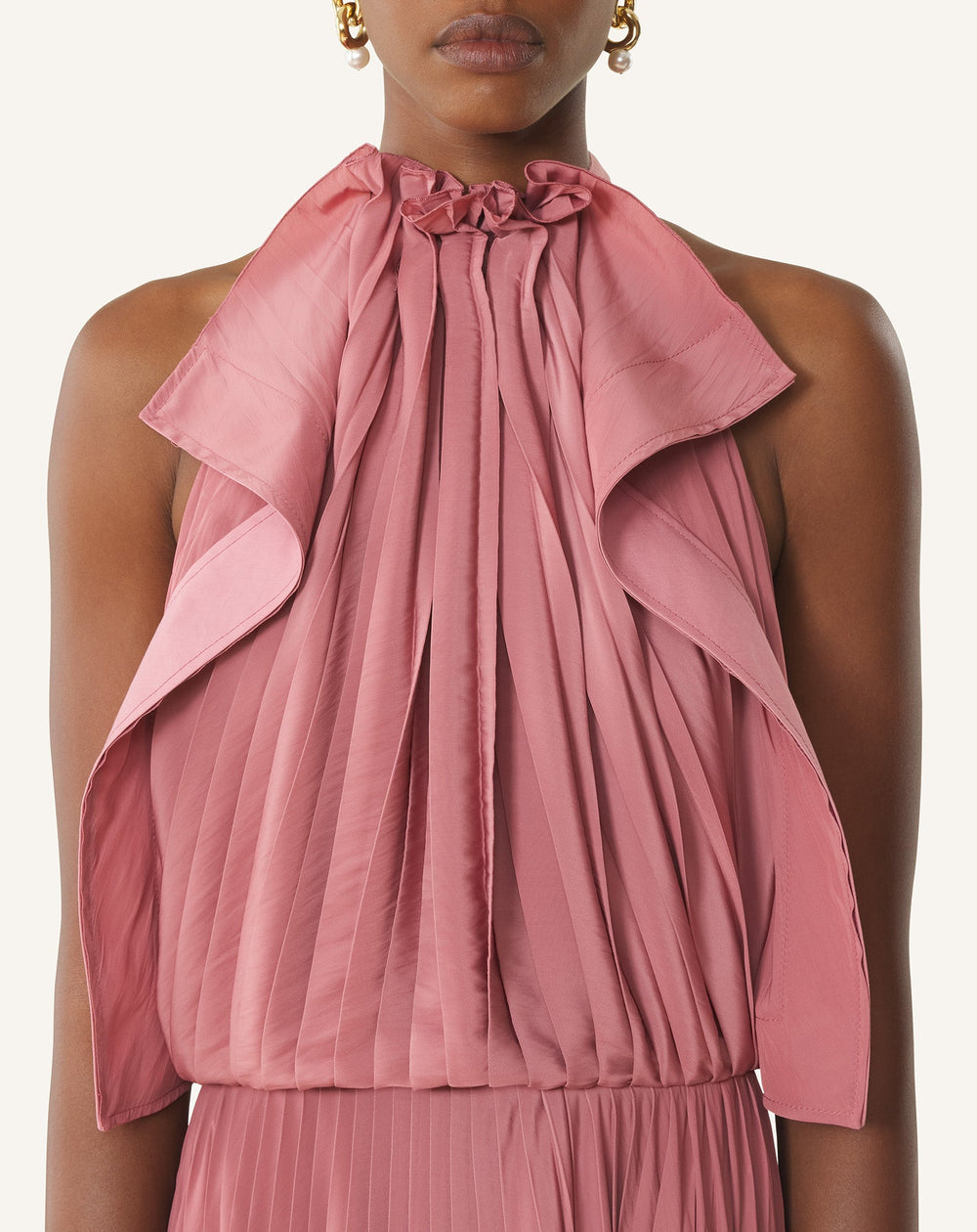 Robe Plissée En Charmeuse Et Coton Pink | Lanvin Women