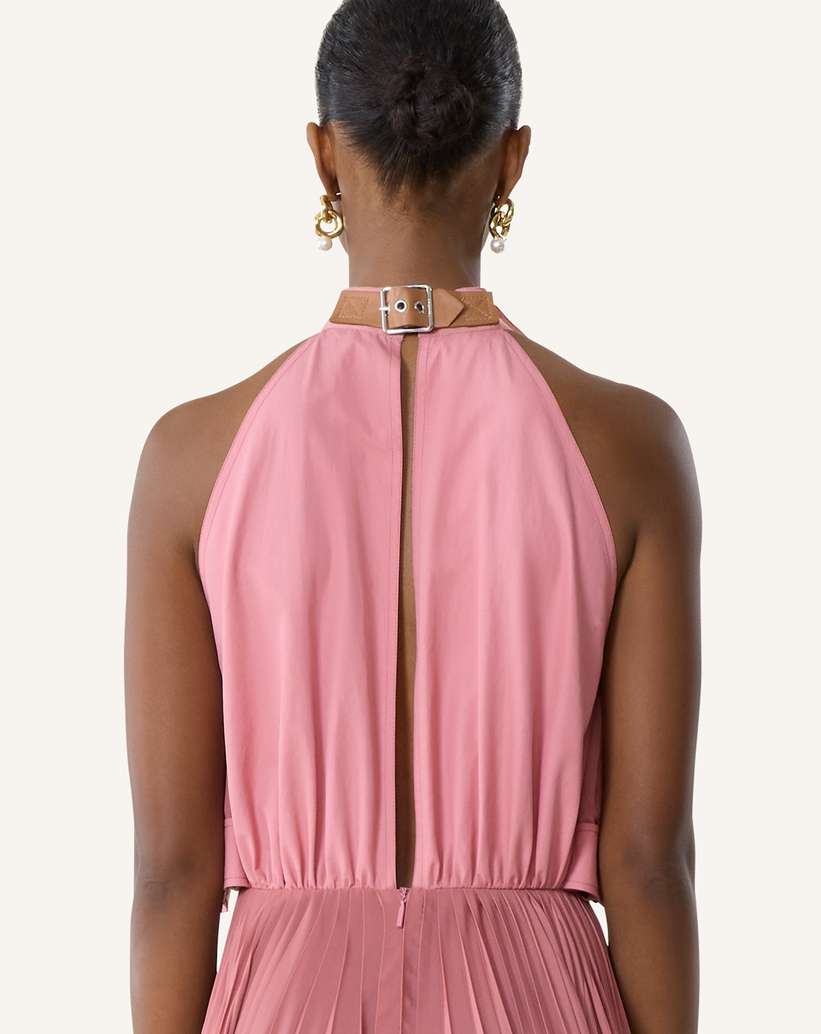 Robe Plissée En Charmeuse Et Coton Pink | Lanvin Women