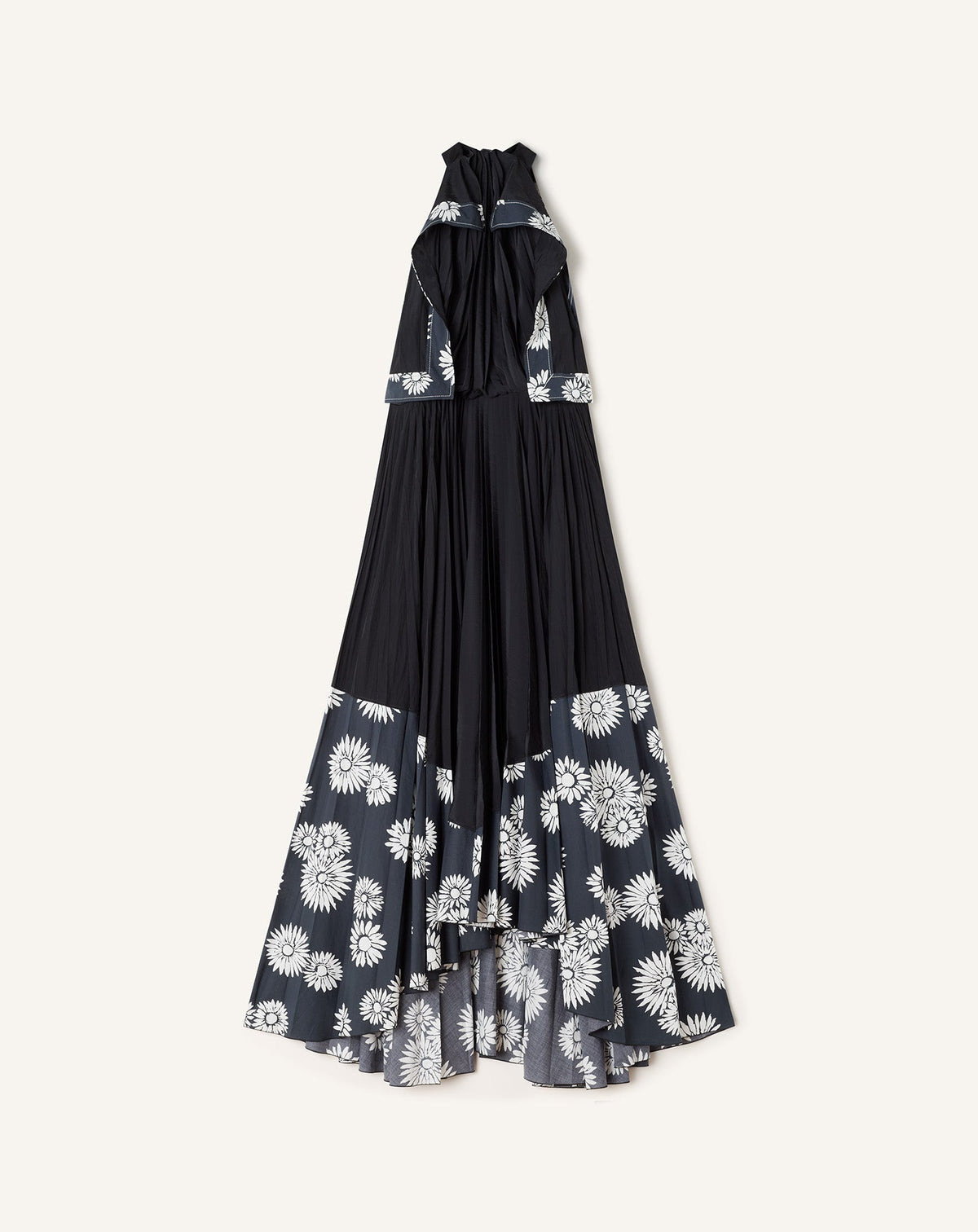 Robe Plissée En Charmeuse Et Coton Imprimé Black | Lanvin Women