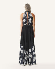 Robe Plissée En Charmeuse Et Coton Imprimé Black | Lanvin Women