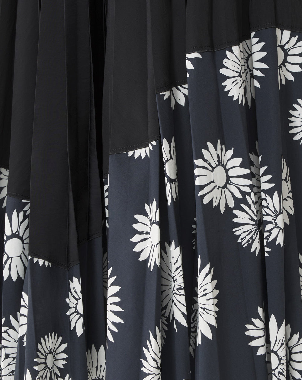 Robe Plissée En Charmeuse Et Coton Imprimé Black | Lanvin Women