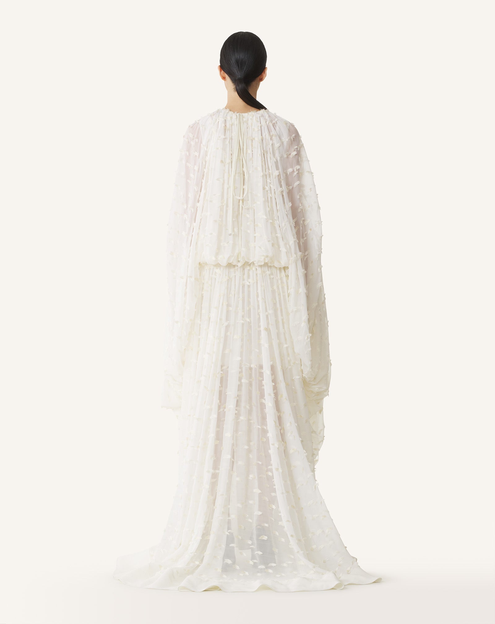 White Long Dress In Plumetis Silk | Lanvin Women