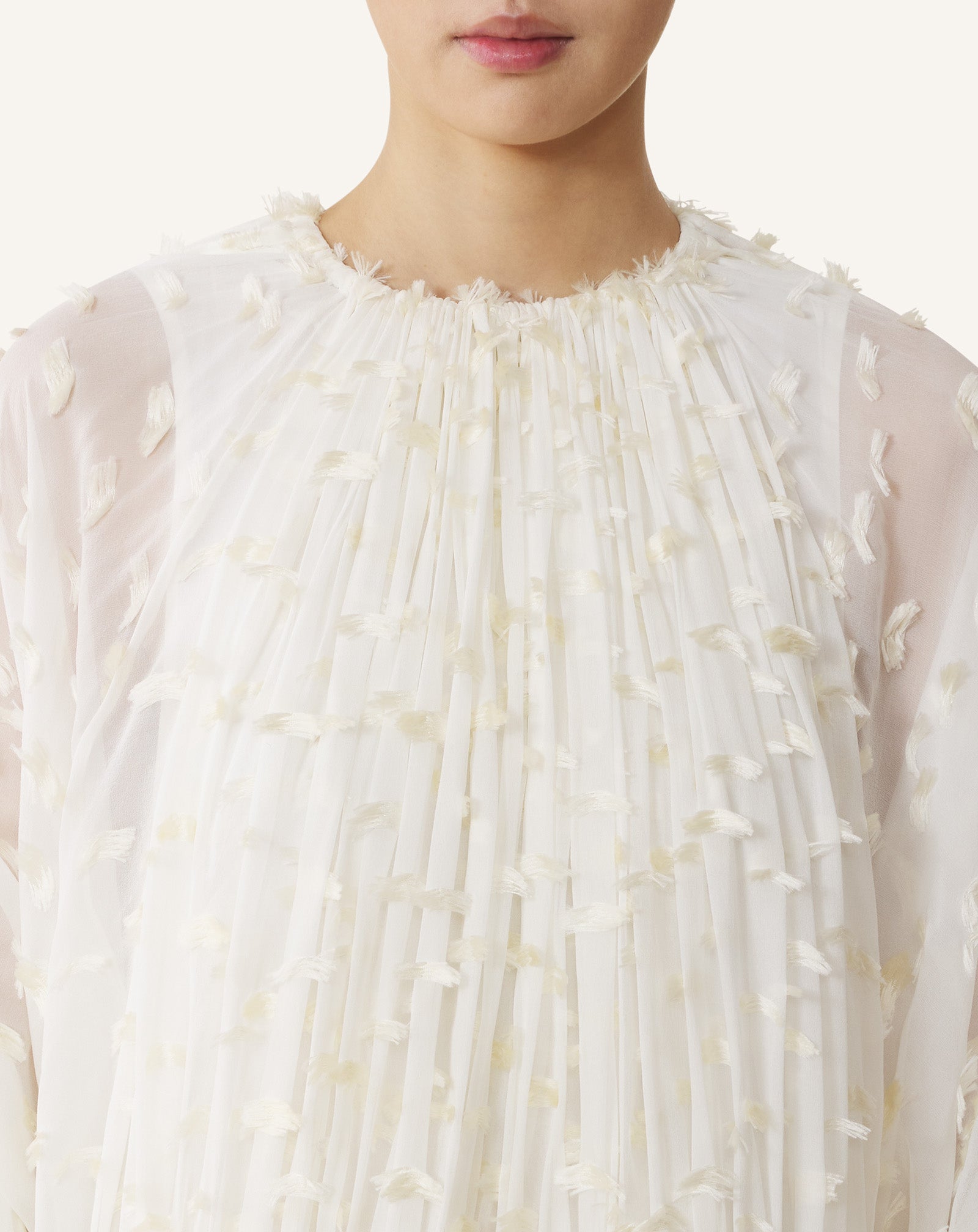 White Long Dress In Plumetis Silk | Lanvin Women
