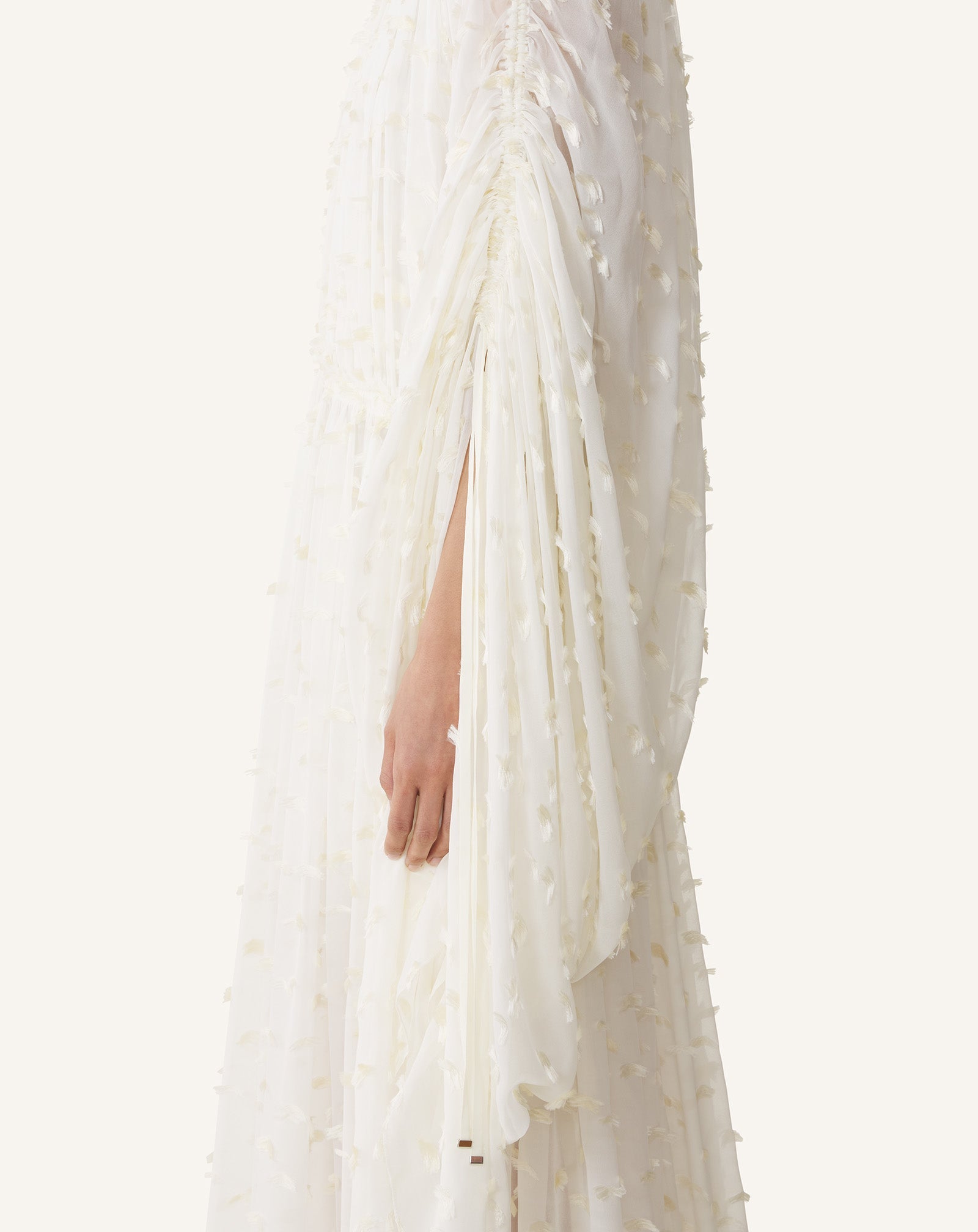 White Long Dress In Plumetis Silk | Lanvin Women