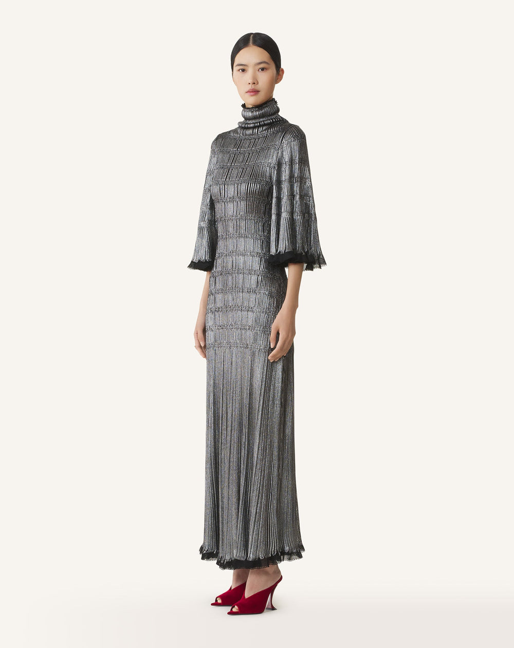 Black Midi Dress In Metallic Viscose | Lanvin Women