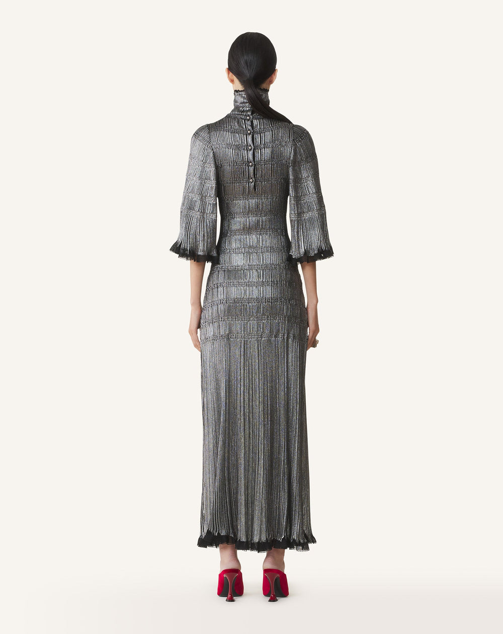 Black Midi Dress In Metallic Viscose | Lanvin Women