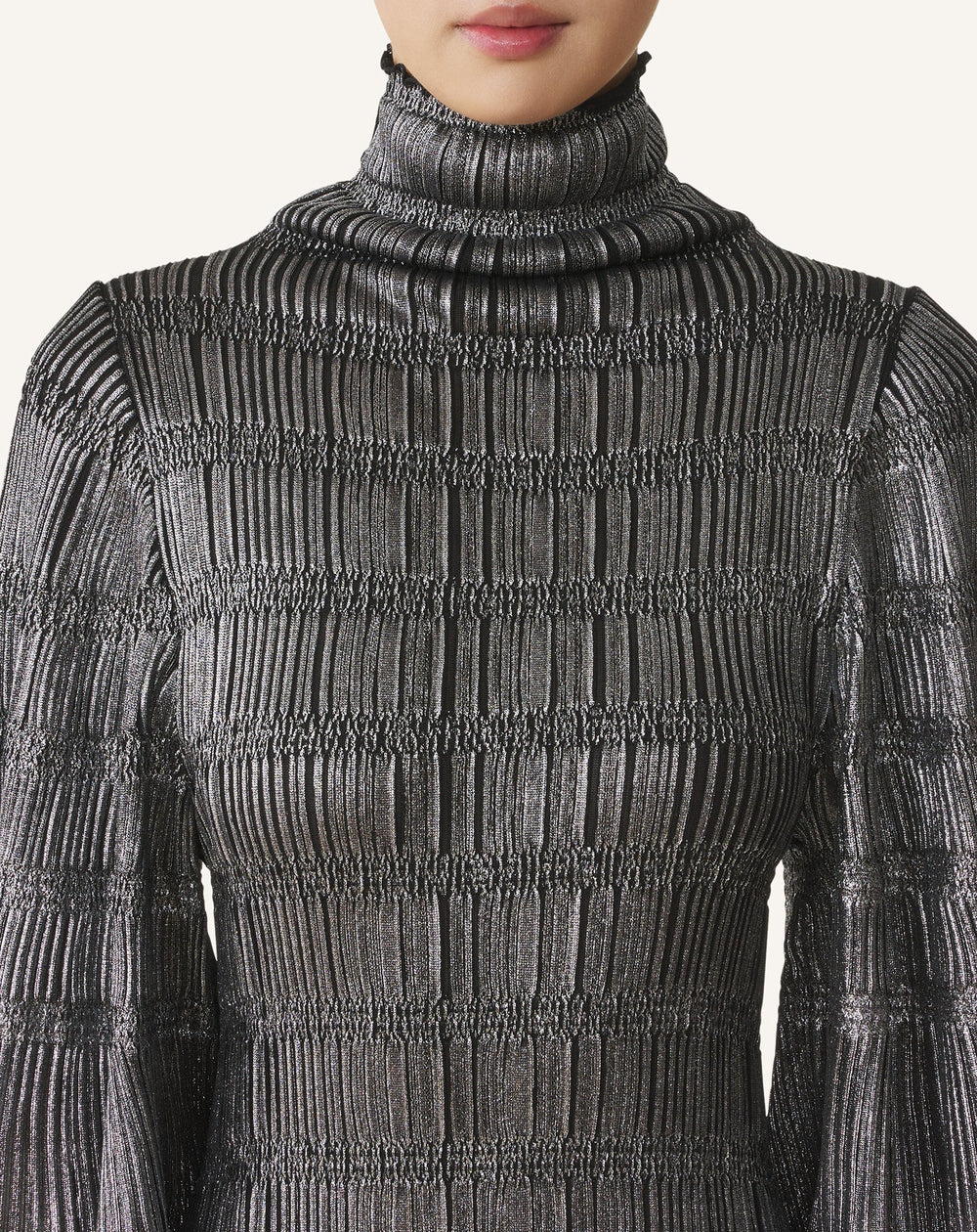 Black Midi Dress In Metallic Viscose | Lanvin Women