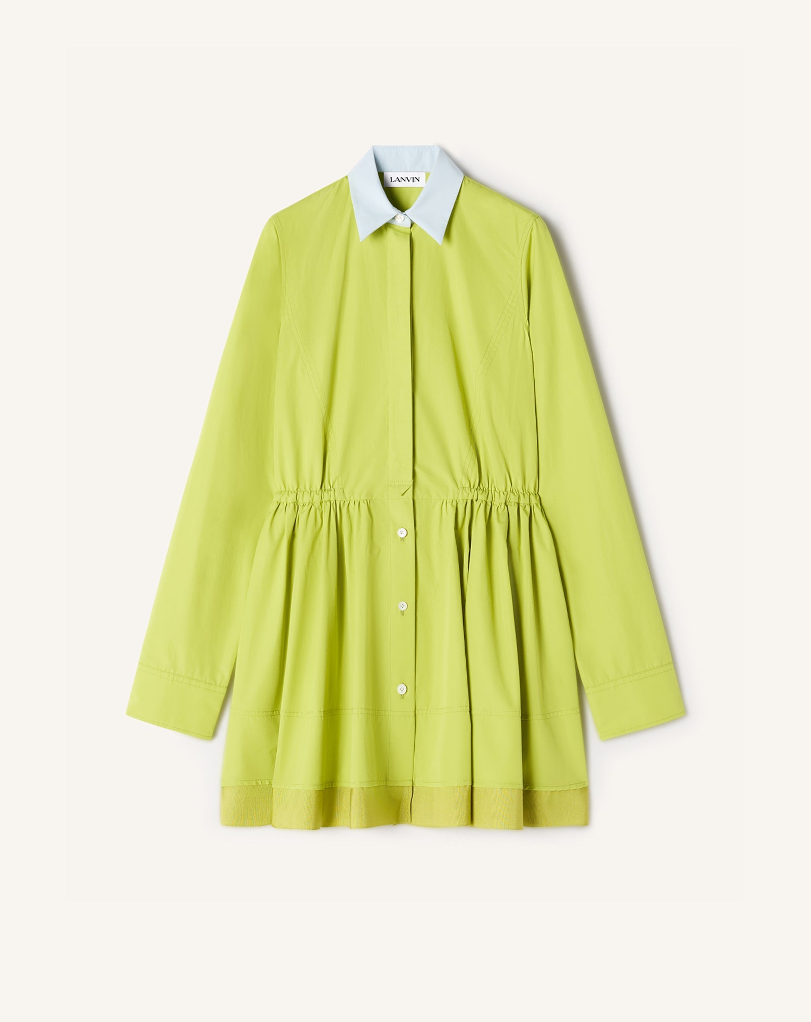 Robe Chemise Courte En Popeline De Coton Green | Lanvin Women