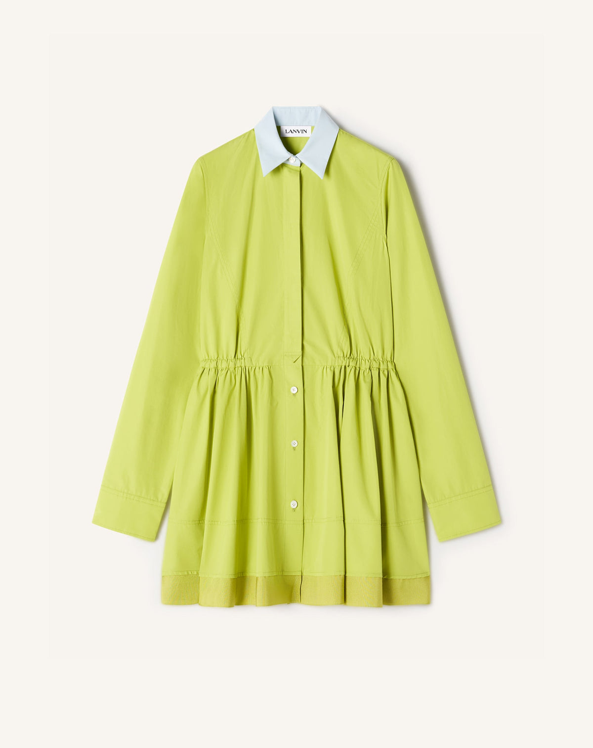 Robe Chemise Courte En Popeline De Coton Green | Lanvin Women