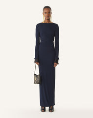 Robe Drapée En Jersey Crêpe Blue | Lanvin Women