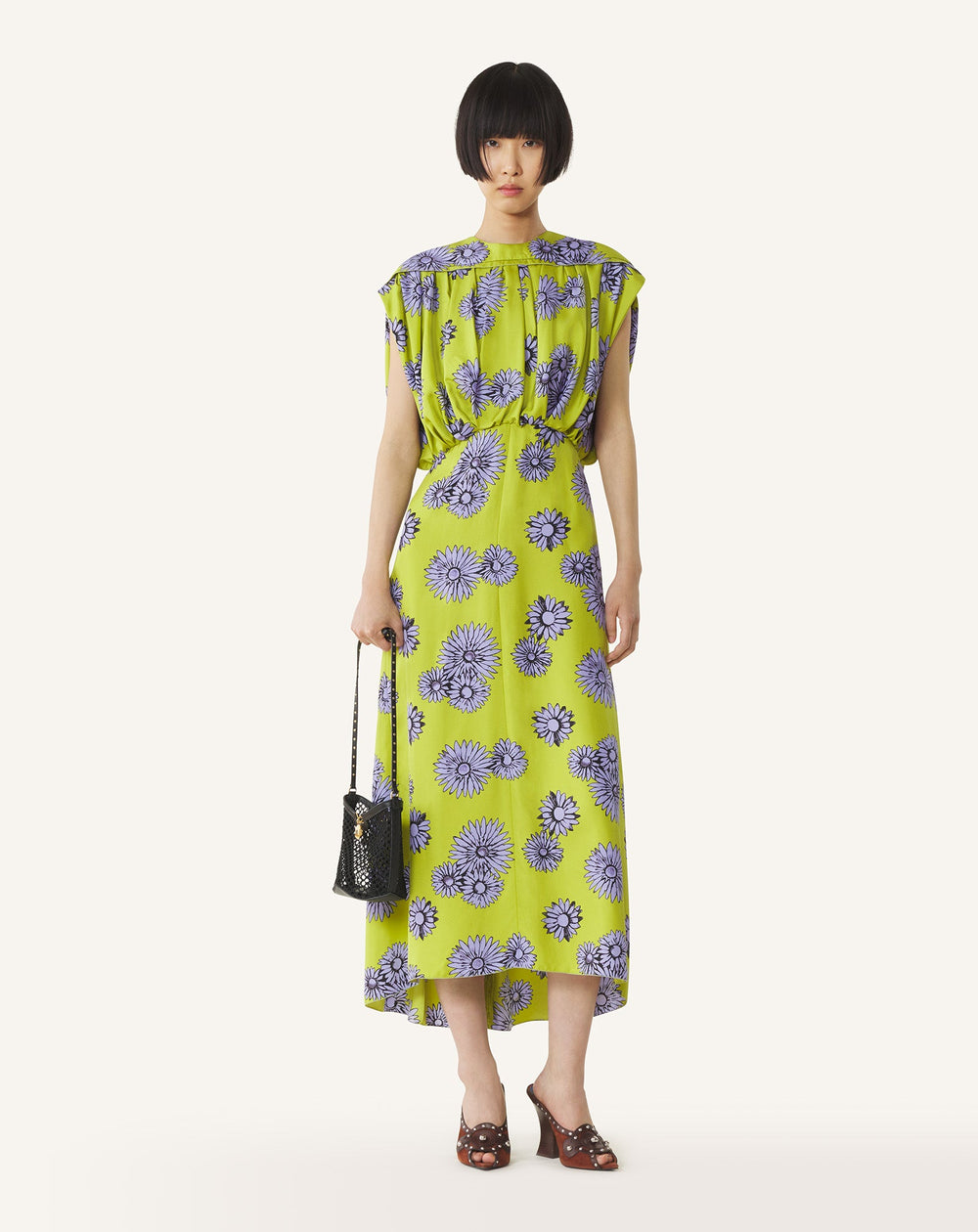 Robe Midi En Soie Imprimée Green | Lanvin Women