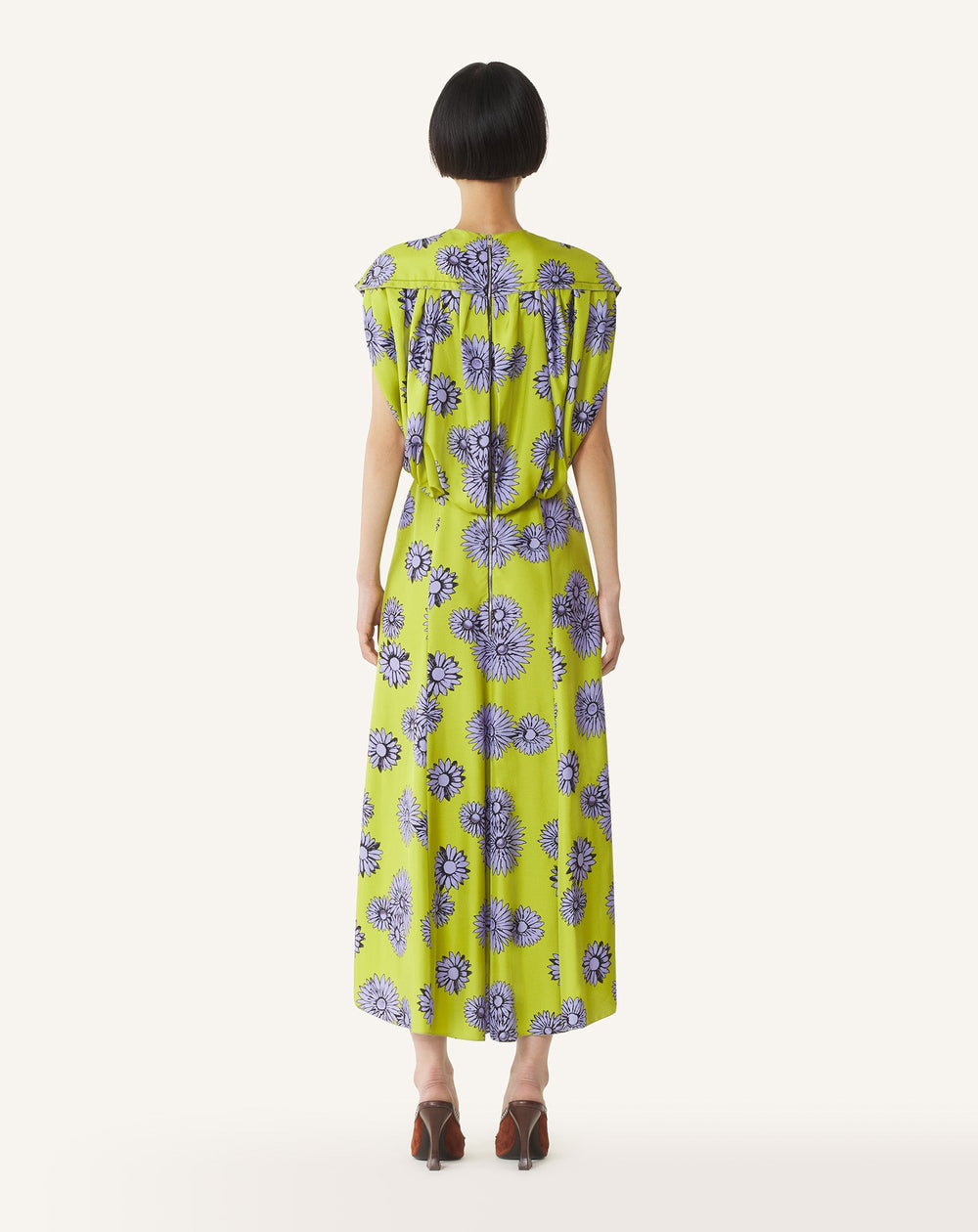 Robe Midi En Soie Imprimée Green | Lanvin Women