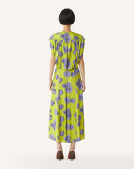 Robe Midi En Soie Imprimée Green | Lanvin Women