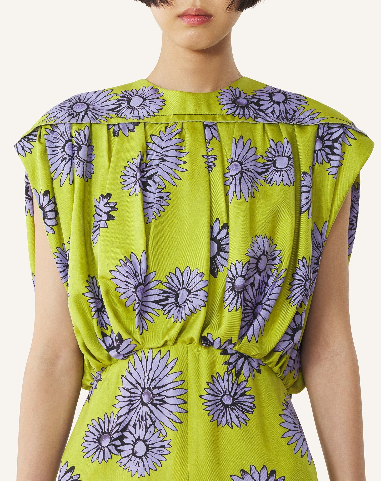 Robe Midi En Soie Imprimée Green | Lanvin Women