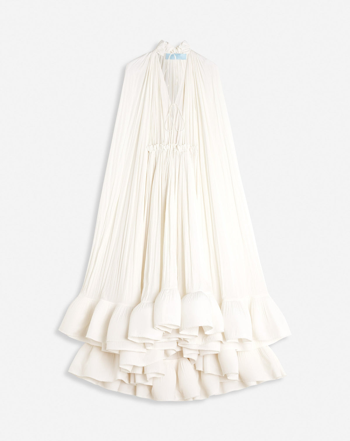 White Long Charmeuse Ruffle Dress | Lanvin Women