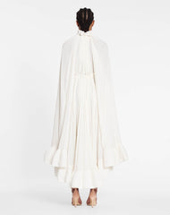 White Long Charmeuse Ruffle Dress | Lanvin Women
