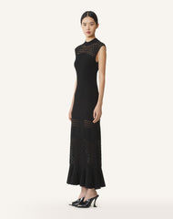 Black Lace Detail Dress In Viscose | Lanvin Women